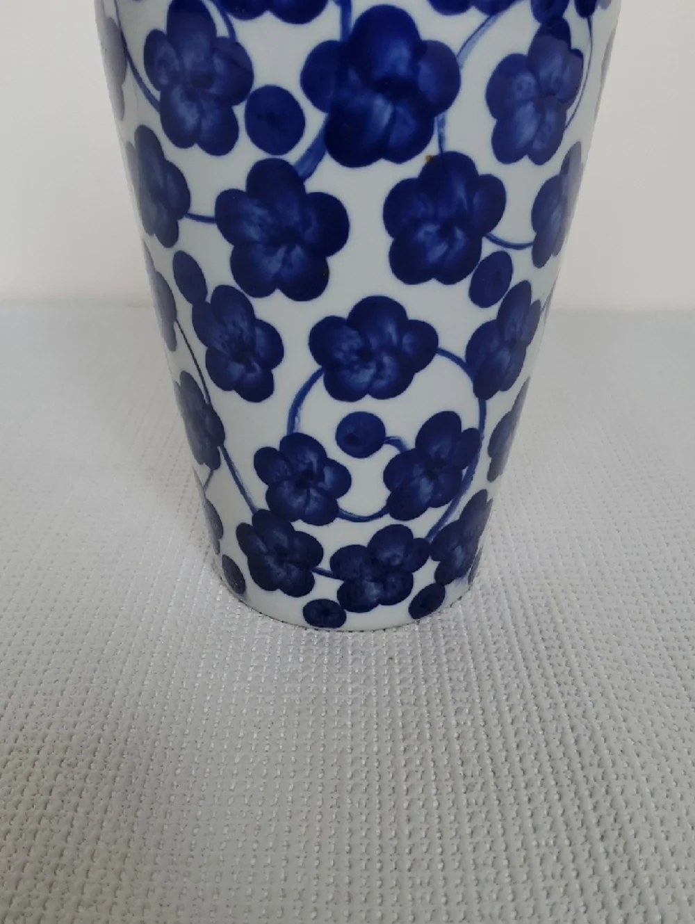 Cobalt Blue Pansy & White Ceramic Vase